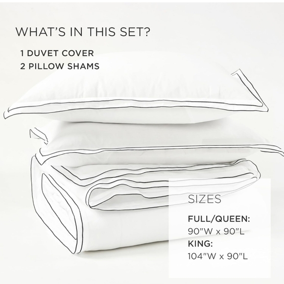 Lush Decor Hampton Embroidered Edge Cotton 3 Piece Duvet Cover Set King B&W - Picture 3 of 11